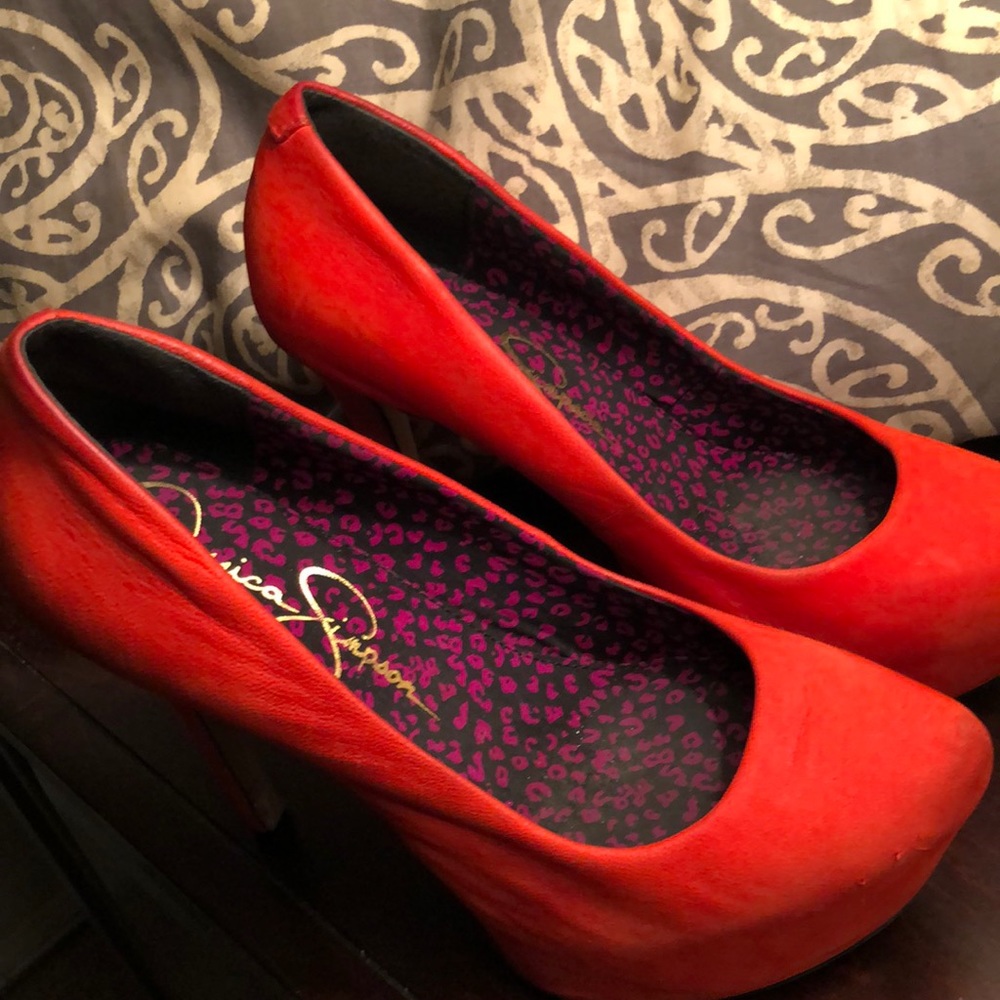 👠Tomato Red Jessica Simpson Platform Heels 👠